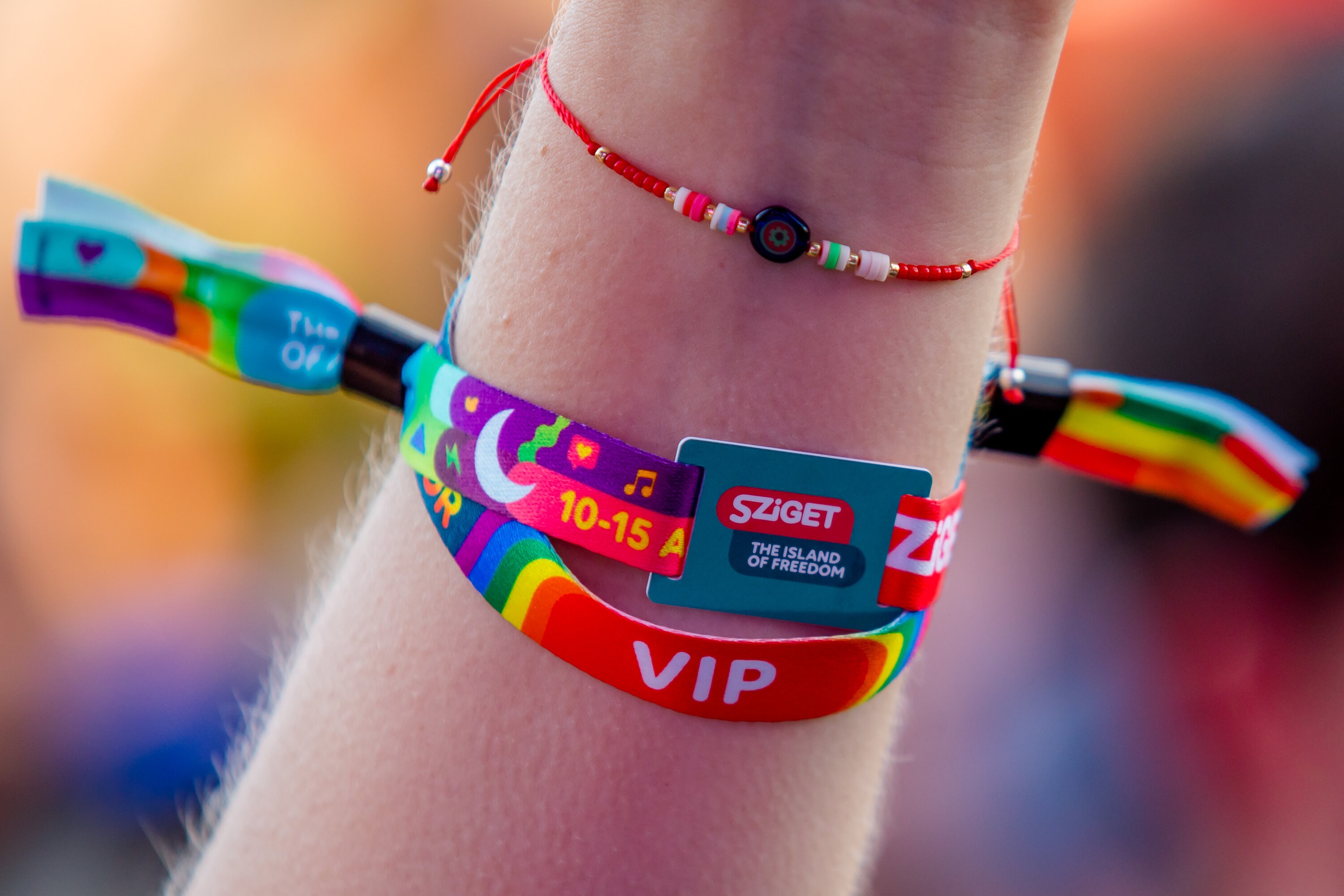 Close-up photo of the Sziget festival VIP ticket wristband